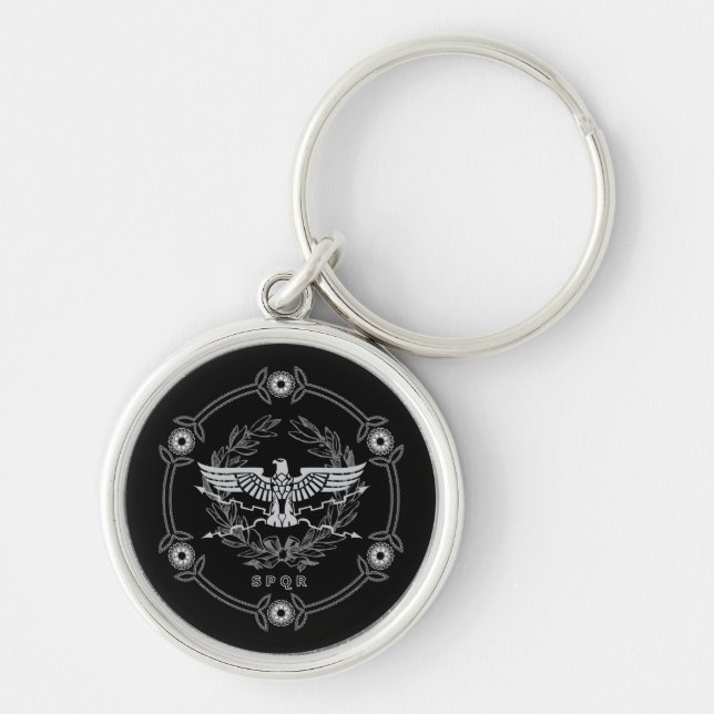 Romarrikets emblem rund silverfärgad nyckelring (Framsidan)