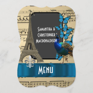 Romatic Paris och meny för musiklakanbröllop