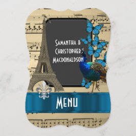 Romatic Paris och meny för musiklakanbröllop