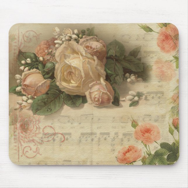 Romatic Vintage Blommigt Mousepad Musmatta (Framsidan)