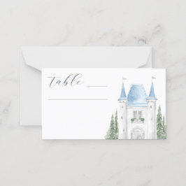 Romatic Watercolor Castle Illustration Bröllop Placeringskort