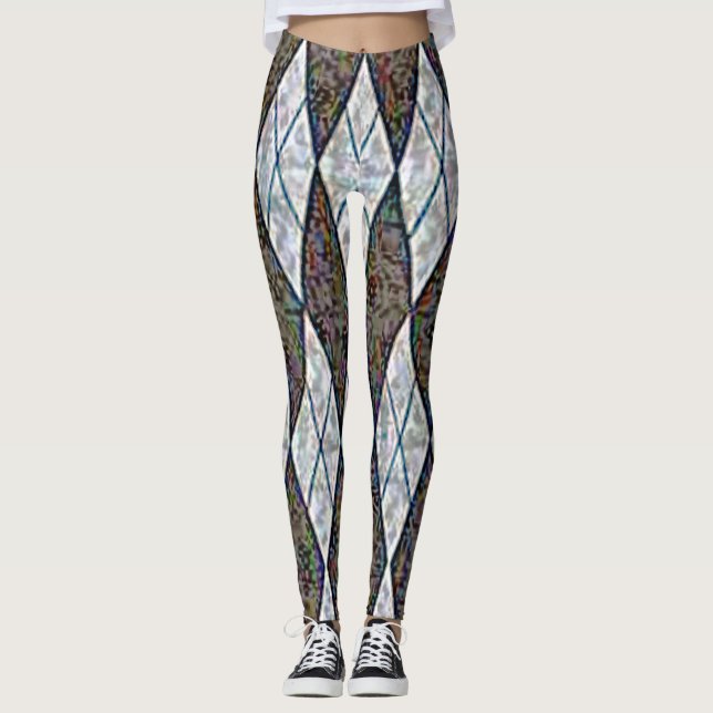 rombiskt rutmönster leggings (Framsida)