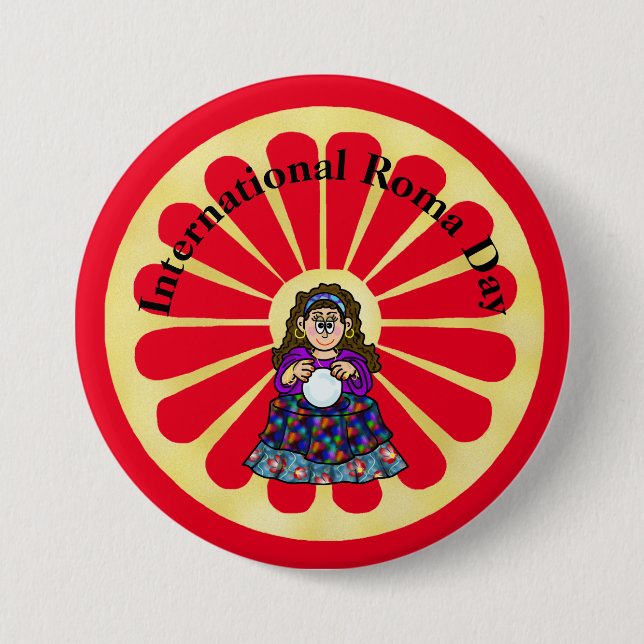 Romdagen Gypsy Fortune Teller Button Knapp (Framsida)