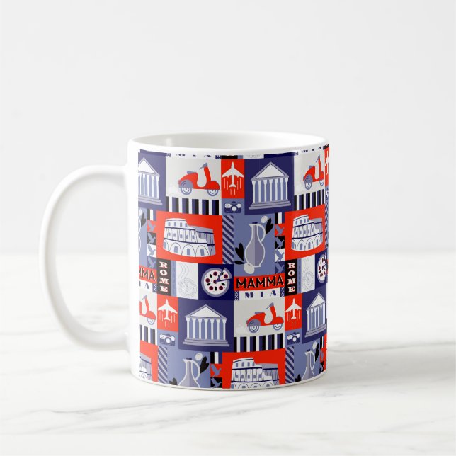 Rome city seamless decorative pattern design. Trav Kaffemugg (Vänster)
