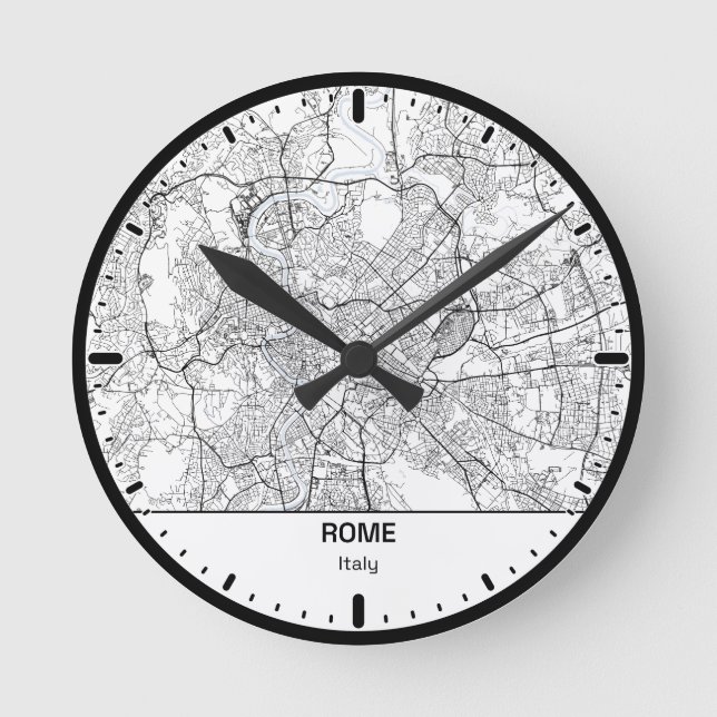 Rome Clock City Line Art Rund Klocka (Framsida)