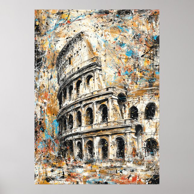 Rome Colosseum Abstract Drip Painting Poster (Framsidan)