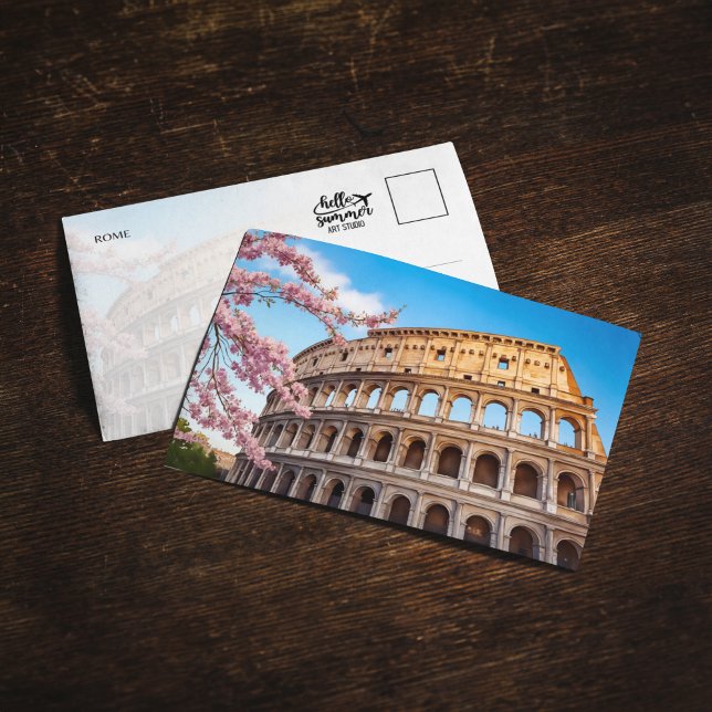 Rome Colosseum Italy Painted Postcard Inbjudningar (Skapare uppladdad)