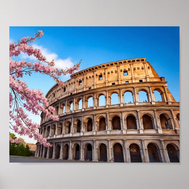Rome Colosseum Italy Painted Poster (Framsidan)