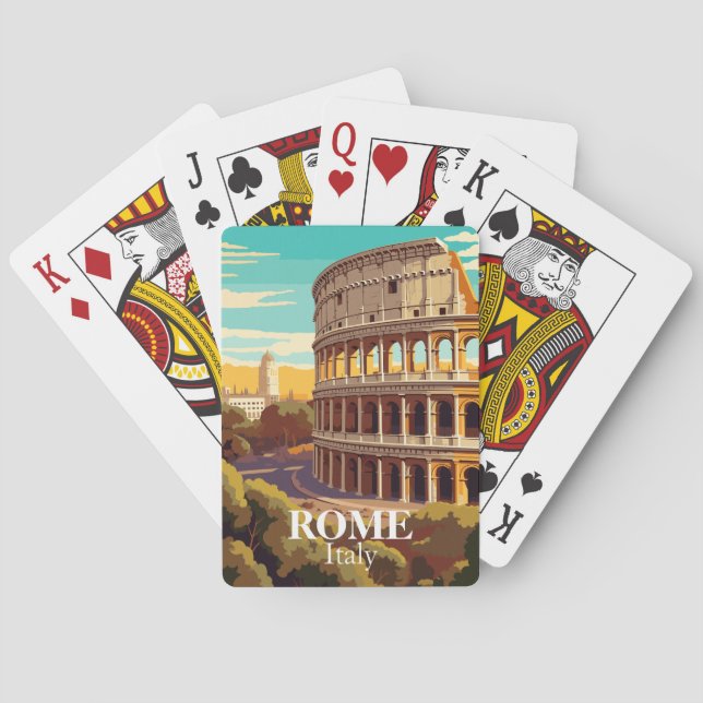 Rome Colosseum Italy Travel Illustration Casinokort (Baksidan)