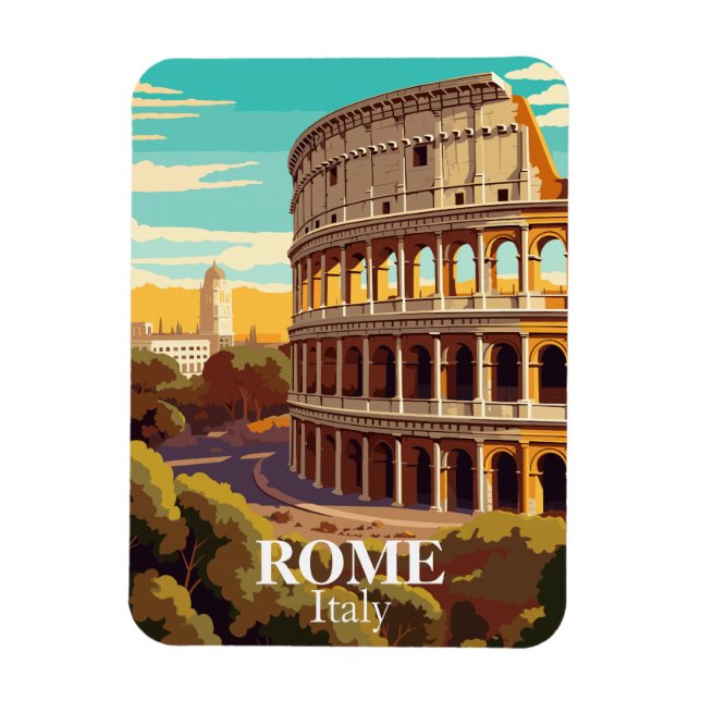 Rome Colosseum Italy Travel Illustration Magnet (Vertikal)
