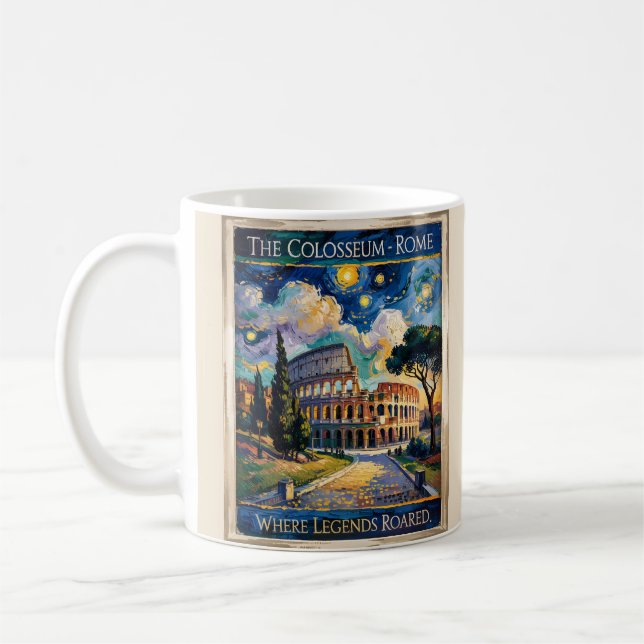Rome Colosseum Itlay Landmark Retro Van Gogh Art Kaffemugg (Vänster)