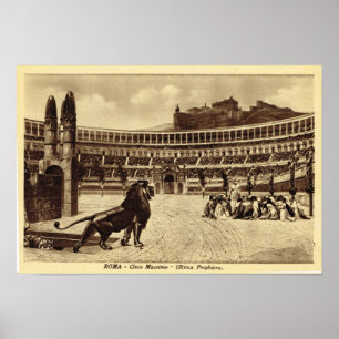 Rome Colosseum, kristen och lejon Poster