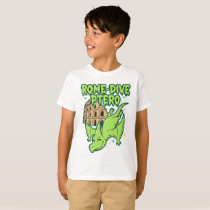 Rome-Dive Ptero Söt Dinosaurie & Colosseum Resa A T Shirt