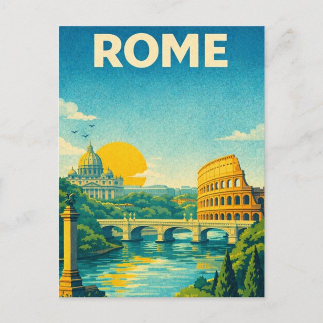 Rome Italy Retro Travel Postcard Vykort (Framsida)