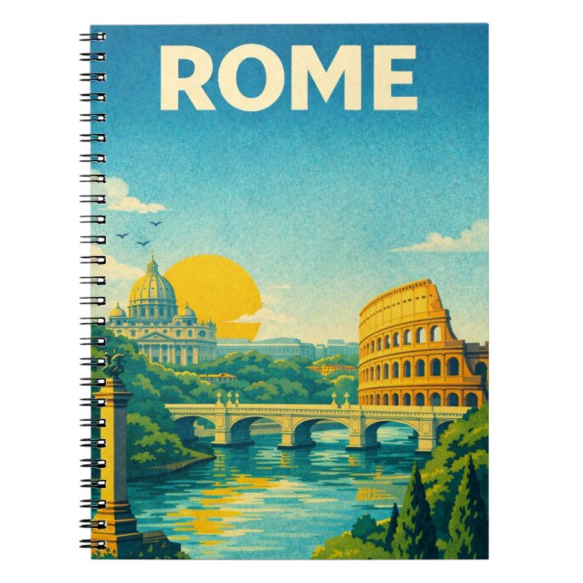 Rome Italy Vintage Travel Anteckningsbok (Framsidan)