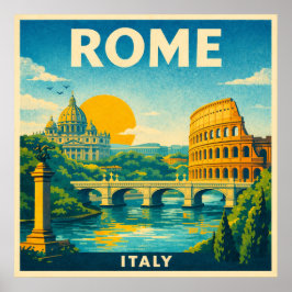 Rome Italy Vintage Travel Poster