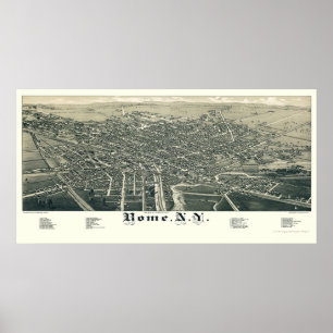 Rome panorama- karta för NY - 1886 Poster
