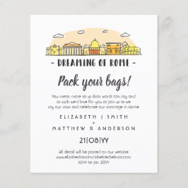 ROME Skyline Bröllop Handdragen budgetinbjudan