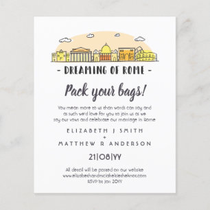 ROME Skyline Bröllop Handdragen budgetinbjudan