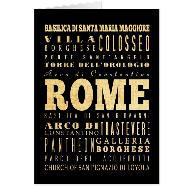 Rome stad av italientypografikonst hälsningskort (Framsidan)