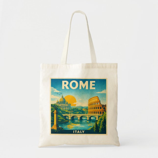 Rome Travel Poster Tote Bag Tygkasse (Framsidan)