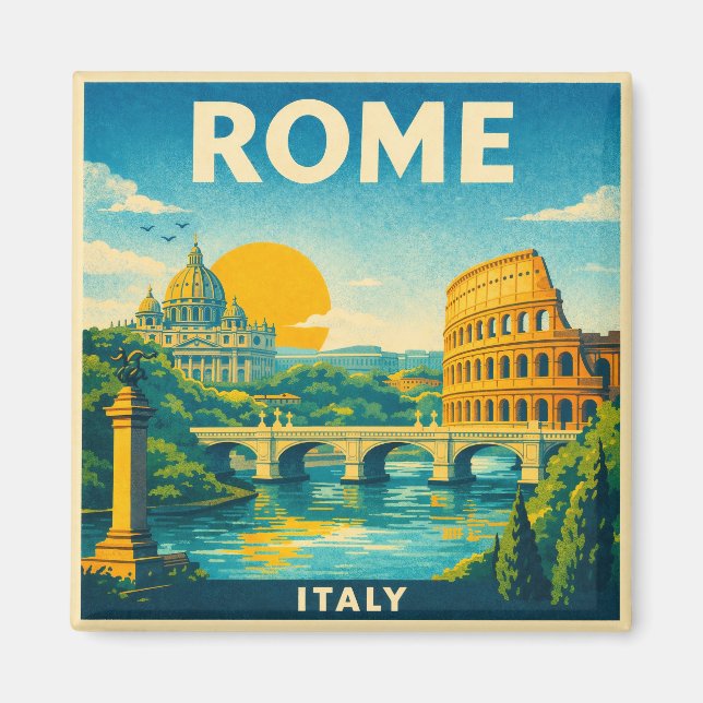 Rome Vintage Travel Poster Magnet (Framsidan)