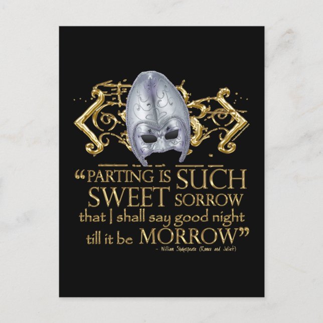 Romeo & Juliet Quote (Guld version) Vykort (Framsida)