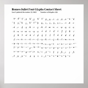 Romeo Juliet Script Font Glyphs Kontakta Lakan Poster
