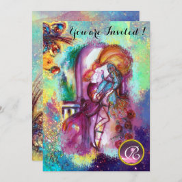 ROMEO OCH JULIET Blommigt Blue Guld Sparkles Inbjudningar