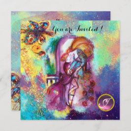 ROMEO OCH JULIET Blommigt Blue Guld Sparkles Inbjudningar