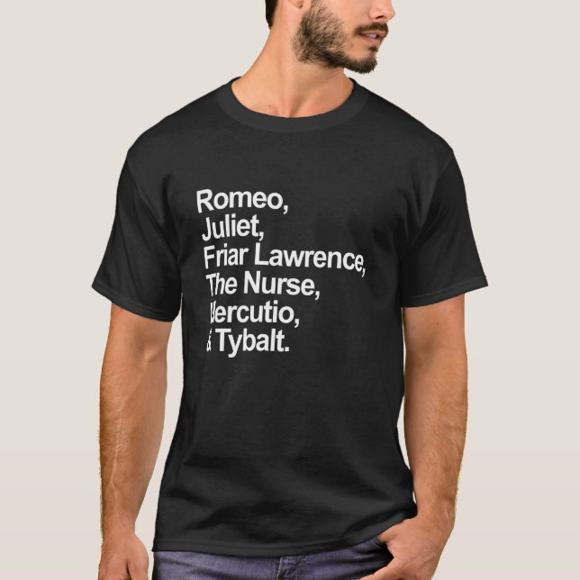 Romeo och Juliet Characters William Shakespeare T Shirt (Framsida)