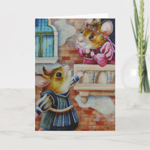 Romeo och Juliet Fält Mice Watercolor Art Art Kort
