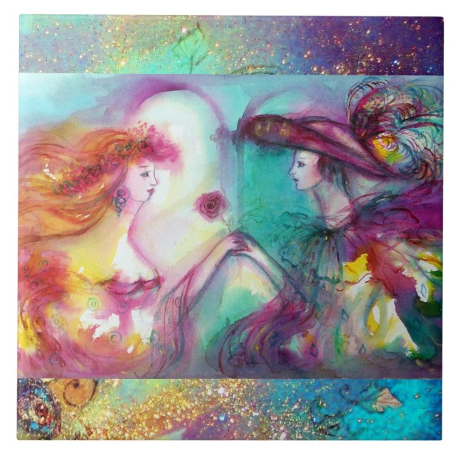 ROMEO OCH JULIET / GULD BLUE SPARKLES KAKELPLATTA (Framsidan)