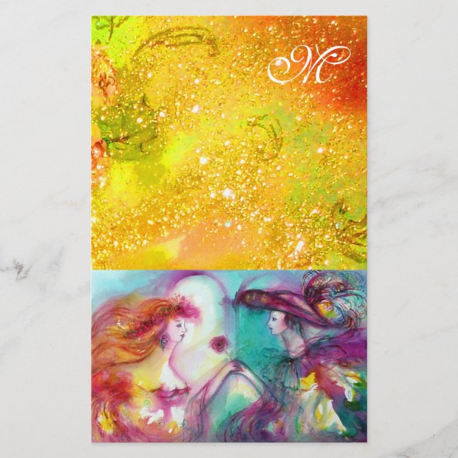 ROMEO OCH JULIET,GULT GRÖNT GULD SPARKLES BREVPAPPER (Framsida)