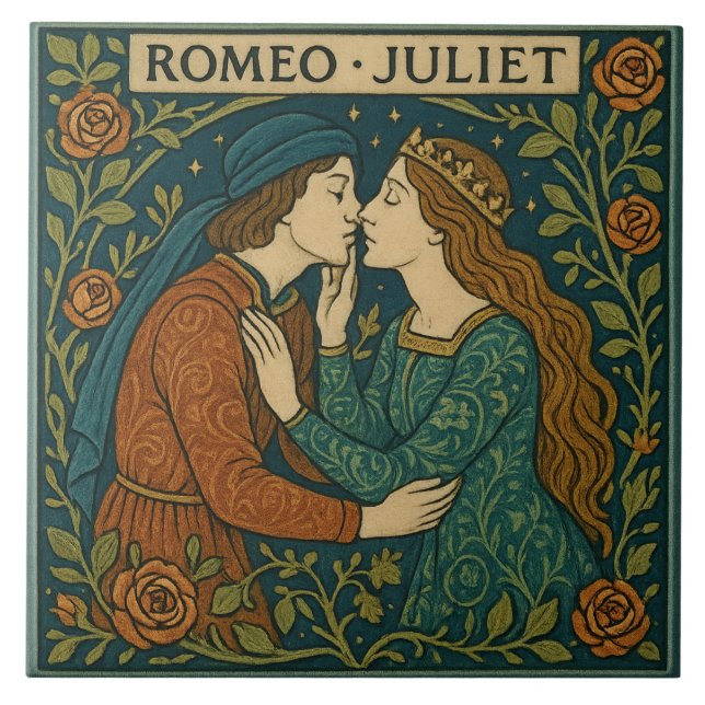 Romeo och Juliet - Konst och hantverksbricka Kakelplatta (Framsidan)