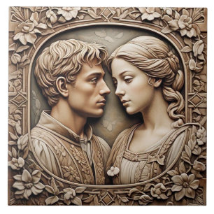 Romeo och Juliet - Konst och hantverksbricka Kakelplatta
