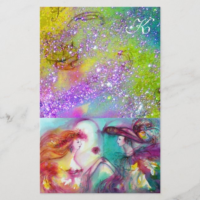 ROMEO OCH JULIET,LILA GRÖNT GULD SPARKLES BREVPAPPER (Framsida)