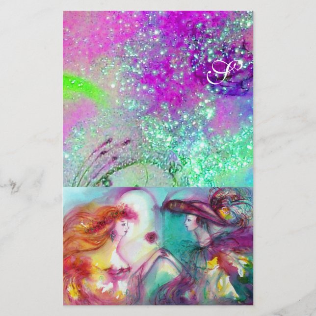 ROMEO OCH JULIET,LILA TEAL BLUE GULD SPARKLES BREVPAPPER (Framsida)