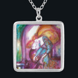 ROMEO OCH JULIET Romantic Valentines Day Silverpläterat Halsband<br><div class="desc">Balkony-scen från Romeo- och Juilettragedin av William Shakespeare.Ursprunglig vattenfärgning av contemporary med guldfolie och iridescent färg i ljust lila,  rosa,  grönt,  gult orange,  teal,  turquas,  vit ..Målning av Bulgan Lumini (c)</div>