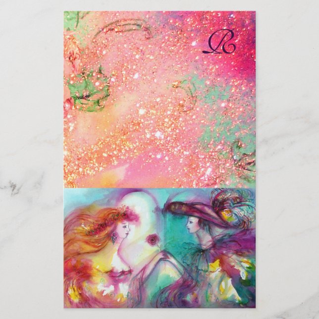 ROMEO OCH JULIET,ROSA GULD SPARKLES MONOGRAM BREVPAPPER (Framsida)
