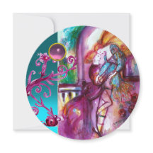 ROMEO OCH JULIET /Teal Rosa Damask Blommigt Swirls