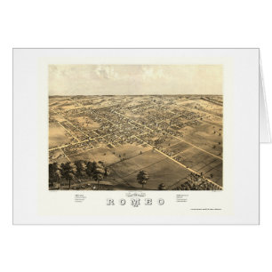 Romeo panorama- karta för MI - 1868 Hälsningskort
