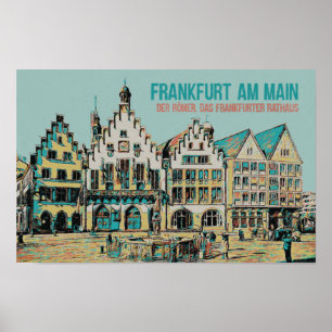 Römer Frankfurt, illustration av Iconic City Hall Poster