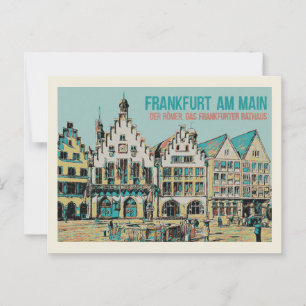 Römer Frankfurt, illustration av Iconic City Hall Vykort