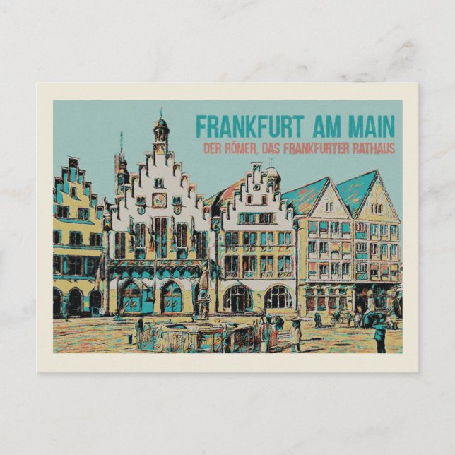 Römer Frankfurt, illustration av Iconic City Hall Vykort (Framsida)