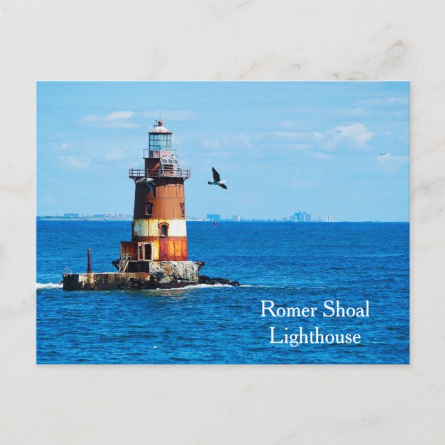 Romer Shoal Lighthouse New York Harbor Postcard Vykort (Framsida)