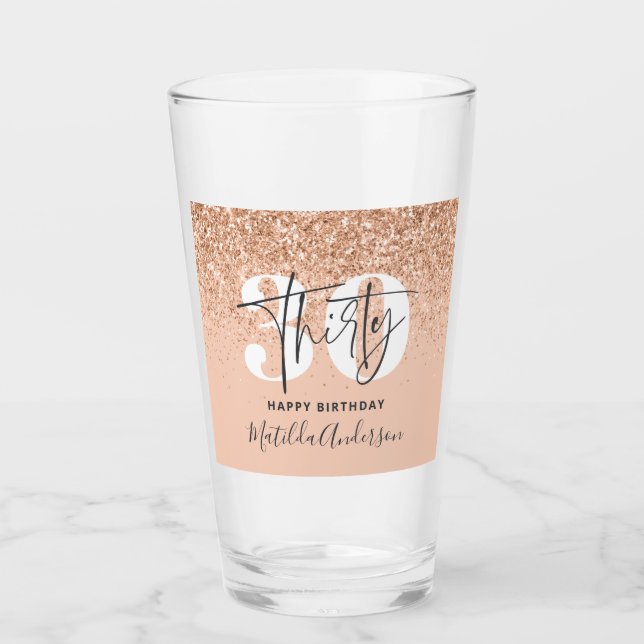 Romersk 30års födelsedag i glitter gnistra  glaskopp (Framsida)