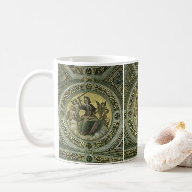 Romersk Gudinnedräkt Rättvisa med Änglar av Raphae Kaffemugg (Med munk)