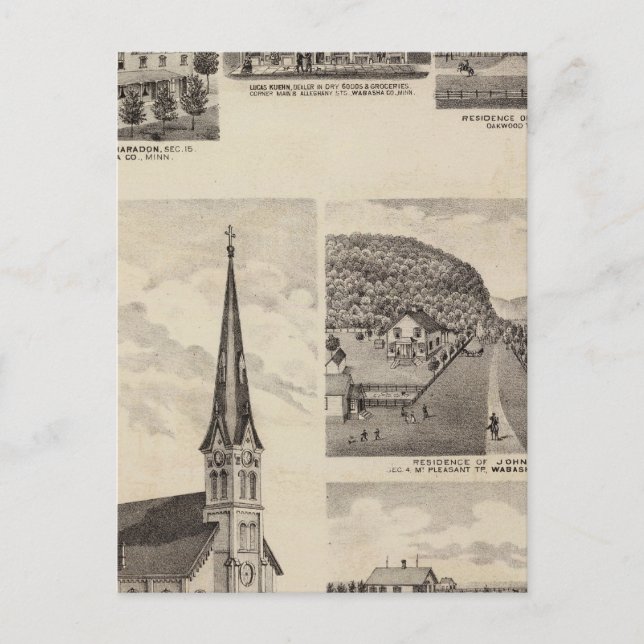 Romersk katolska kyrka, residenser, Minnesota Vykort (Framsida)