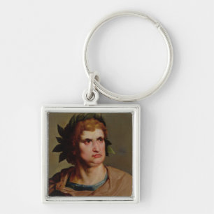 Romersk kejsare, eventuellt Nero c.1625-30 Fyrkantig Silverfärgad Nyckelring